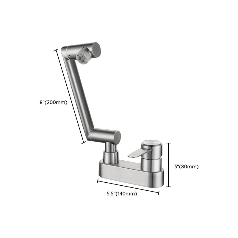 2 Holes Sink Faucet Swivel Stainless Steel Single Lever Handle Centerset Faucet