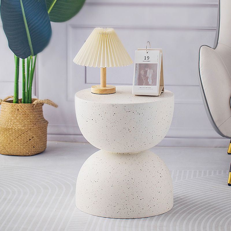 Double Semicircle Shape Side End Snack Table White Cement Corner Table