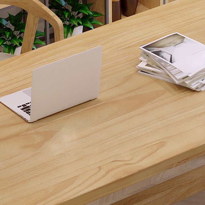 Modern Style Office Desk Solid Wood Trestle Writing Desk for Home