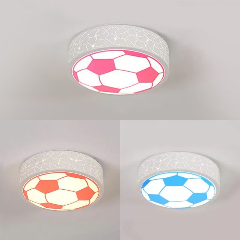 Plafoniera da calcio piatta in metallo, camera da letto per bambini, bagno, sport, luce creativa da incasso