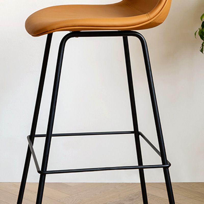 Taburete contemporáneo de la barra de mostrador taburete de respaldo de cuero con reposapiés