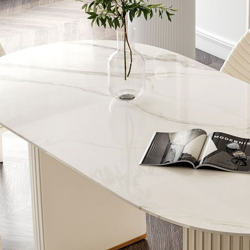 Traditional Luxury Dining Table White Stone Oval Dining Table for Home