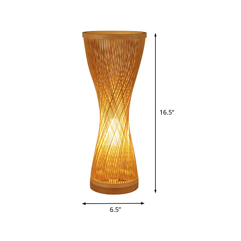 Lampes de chevet de sablier en bambou bambou à tête simple de bureau de bureau pour chambre à coucher