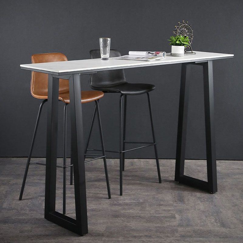 Industrial White Top Counter Table 42-inch Height Table for Living Room