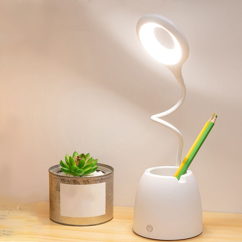 Lampada da tavolo moderna con porto USB a 1 luccio di plastica circolare luce per dormitorio