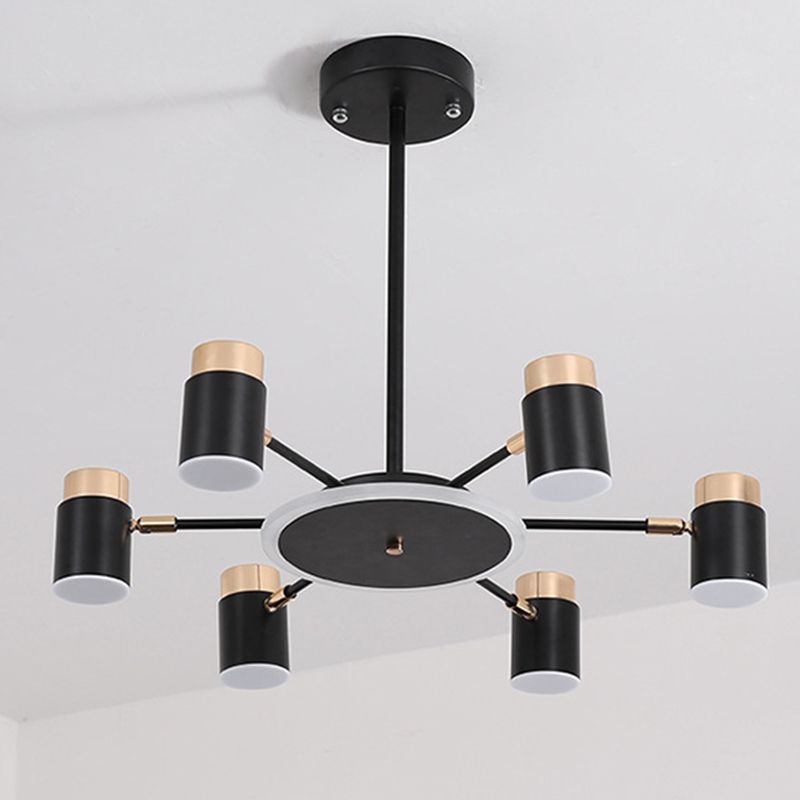 Metal Starburst Chandelier Pendant Light Minimalist Style LED Hanging Light Fixture in Black
