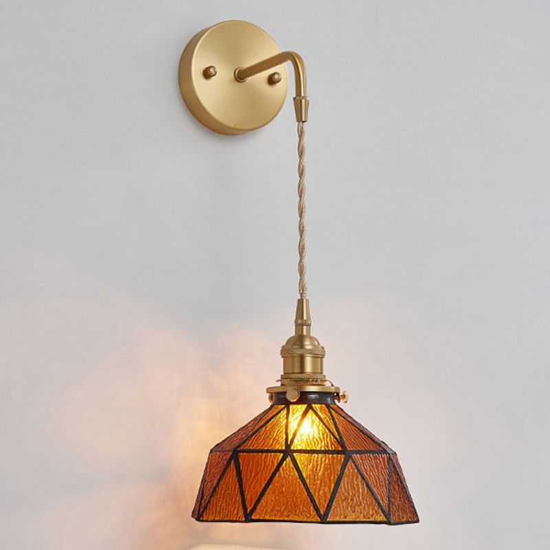 Drum Shape Glass Vanity Sconce Light Modern Style 1-Light Vanity Mirror Lights