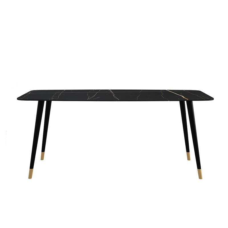 Industrial Sintered Stone Dining Table Rectangle Table with 4 Legs