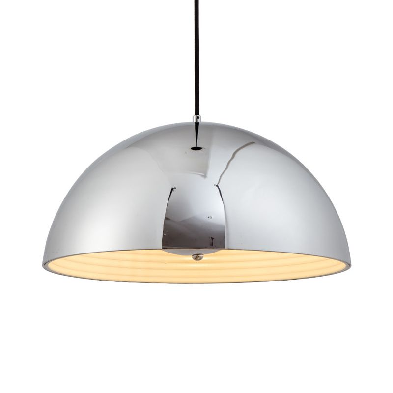 Bowl Pendant Lighting Modernism Metal 12"/16" Wide 1 Bulb Chrome Ceiling Hanging Light