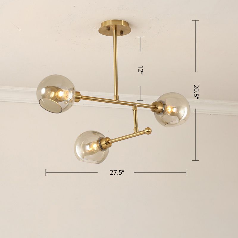 Iluminación colgante de cocina abierta Candelera de techo minimalista con sombra de vidrio de domo