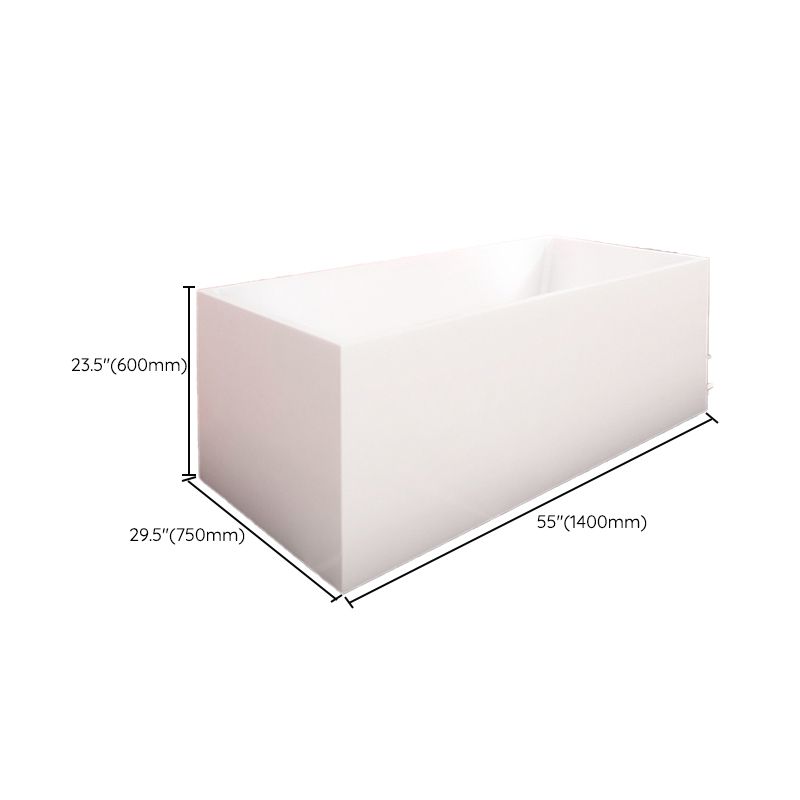 Freestanding Acrylic Bathtub White Rectangular Modern Back to Wall Bath