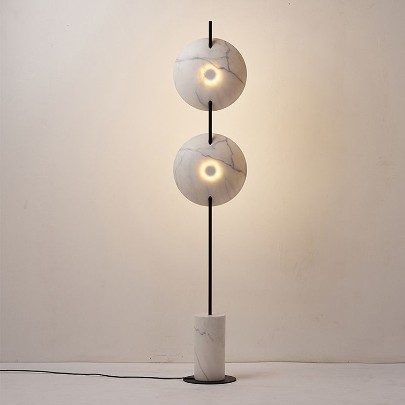 Designer rotante a disco a disco leggero marmo 2 bulbi salotto lampada in bianco e nero