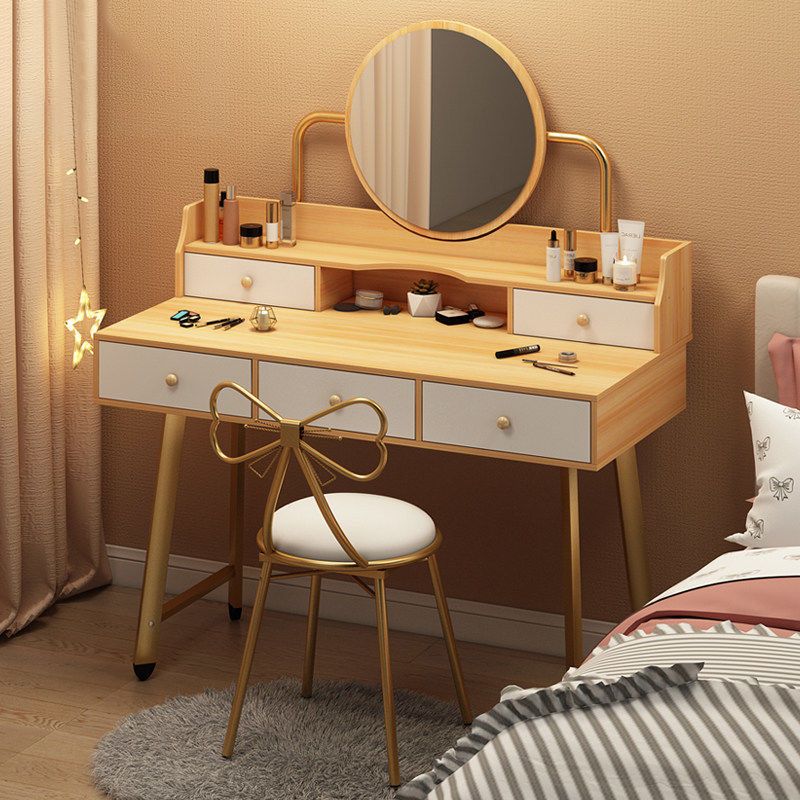 Scandinavian Wooden Dressing Table Mirror Make-up Vanity with Drawers