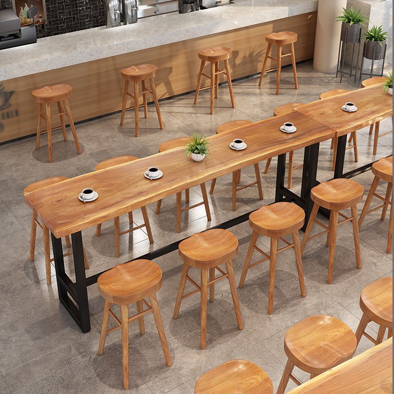 Pine Wood Bar Table Industrial Bar Dining Table with Trestle Base