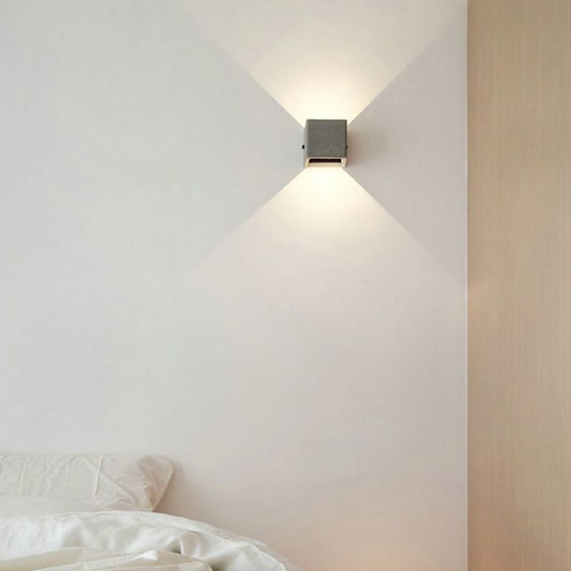 Square Shaped Cement LED Wall Lighting Minimalistic Grey Sconce Light for Living Room