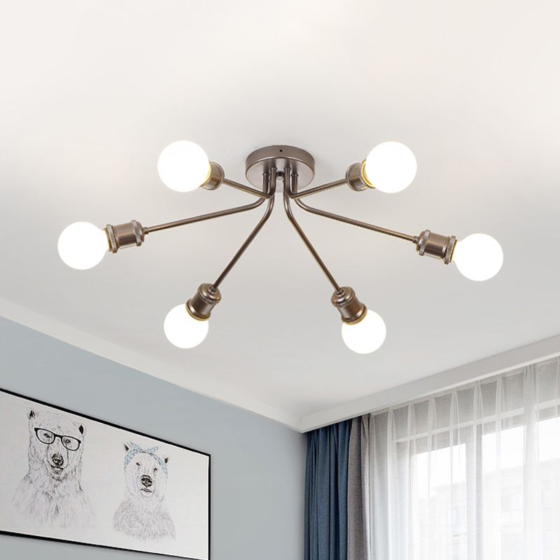 Eleganter Stil halb Flush Deckenleuchte schlanke lineare metallische Deckenlampe für Kinderschlafzimmer
