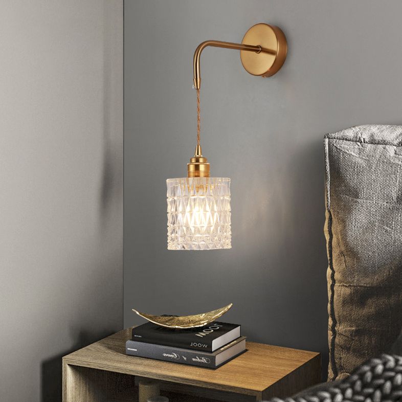 Cylindrical Sconce Light Fixture Nordic Light Extravagant Style Glass 1 Light Sconces