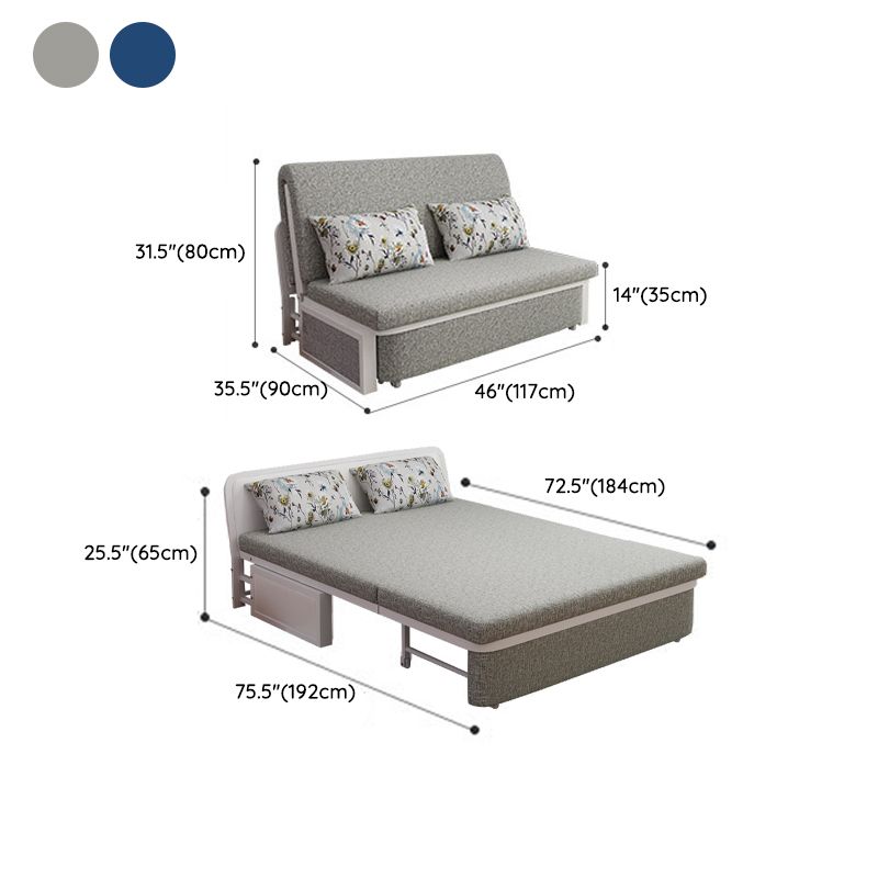 Linen Sofa Bed Scandinavian Square Arm Sleeper Sofa, 35.43" Wide