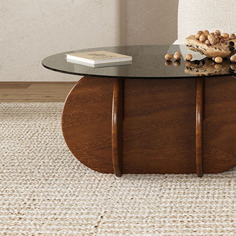 Contemporary Abstract Glass Top Round Living Room Accent Side Table