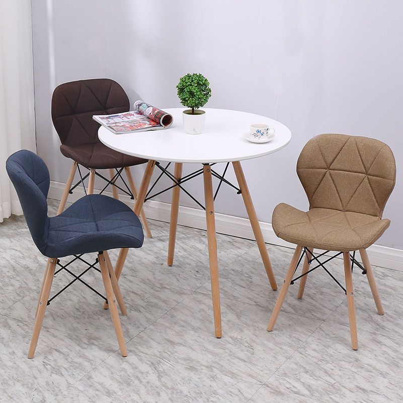 Sedia laterale di faggio contemporanea sedia opaca finitura da pranzo imbottita