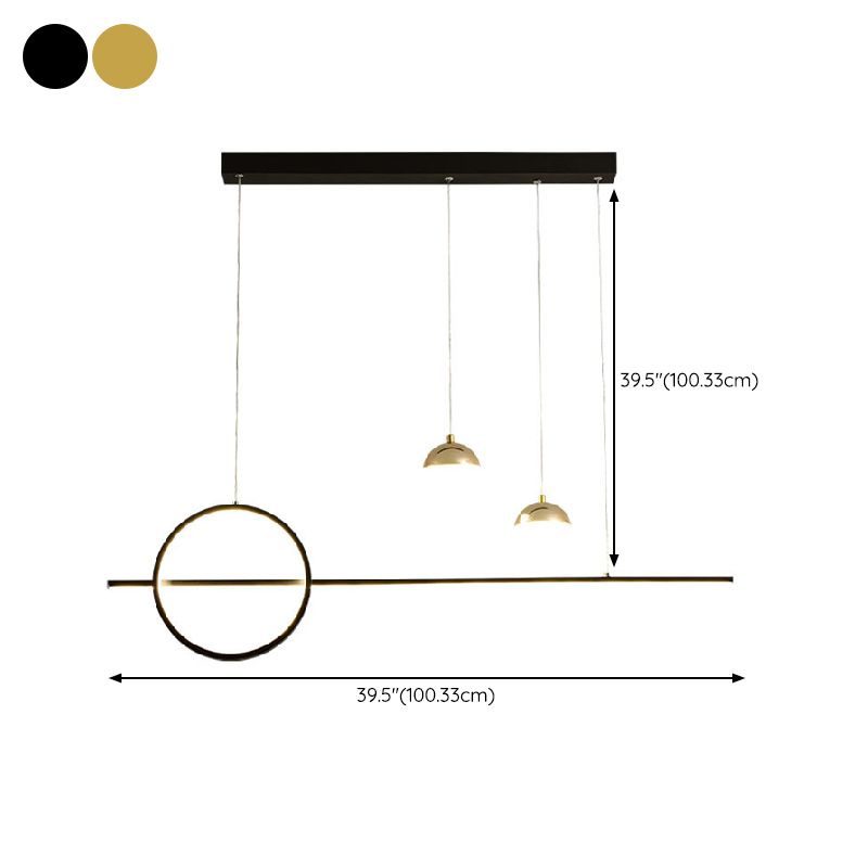 Metal and Acrylic Pendant Ceiling in Black / Gold Post Modern Kitchen Island Fixture