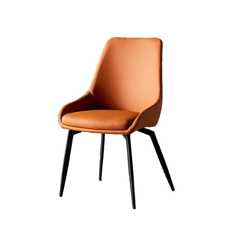 Silla lateral de comedor con respaldo sólido y brazo industrial, silla lateral de comedor de cuero