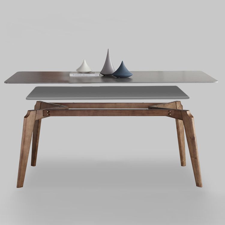 Contemporary Gray Sintered Stone Dining Table Rectangle Shape Standard Dining Table for Kitchen