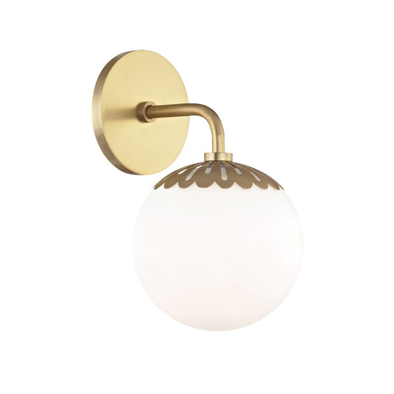 Opalglas Ball Leuchte Colonial 1 Kopf Wohnzimmer Wandmontage Leuchte in Gold