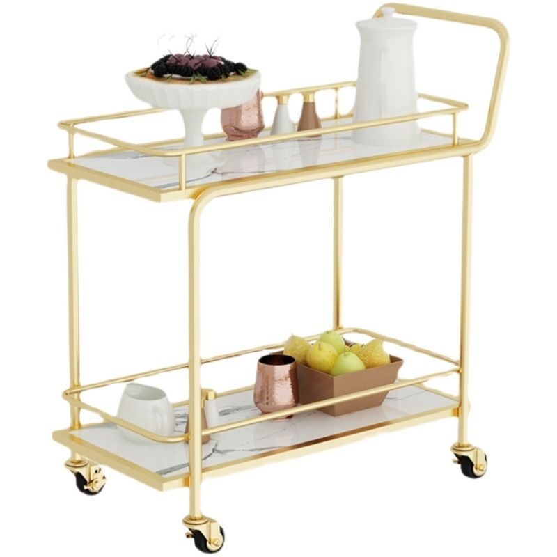 Modern Faux Marble Prep Table Rectangular Prep Table with Casters