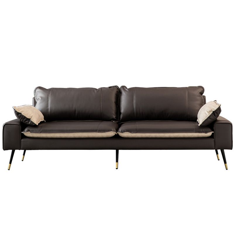 31.4"H Faux Leather Solid Color Square Arm Sofa for Living Room