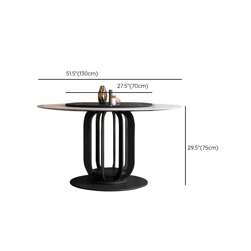 Round Stone Top Dining Table Contemporary Dining Table with Metal Pedestal Base