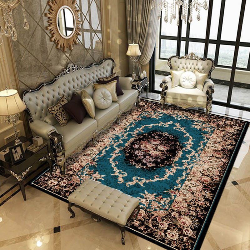 European Indoor Rug Modern Medallion Pattern Area Rug Washable Carpet with Non-Slip Backing