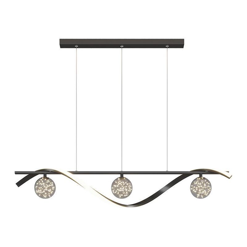 Strip Shape Island Lamp LED Island Hanging Lamp with Glass Shade for Bedroom
