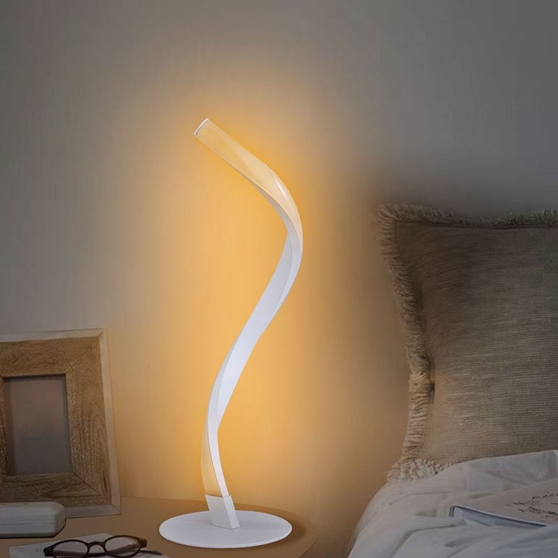 Ribbon Shaped Bedside Night Lamp Metal Decorative LED Table Light for Living Room