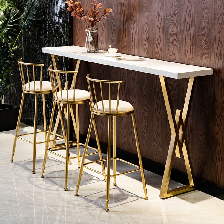 Glam Low Back Dining Stools Armless Bar Stools with Footrest