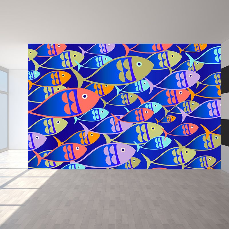 Underwater Creature Illustration Mural Wallpaper for Living Room Wall Covering