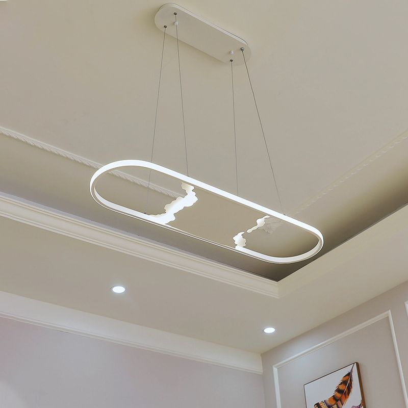 Pargante de suspensión ovalada de 35.5 "/47" de ancho LED de comedor acrílico LEDTING LEACHING en luz cálida/blanca/natural