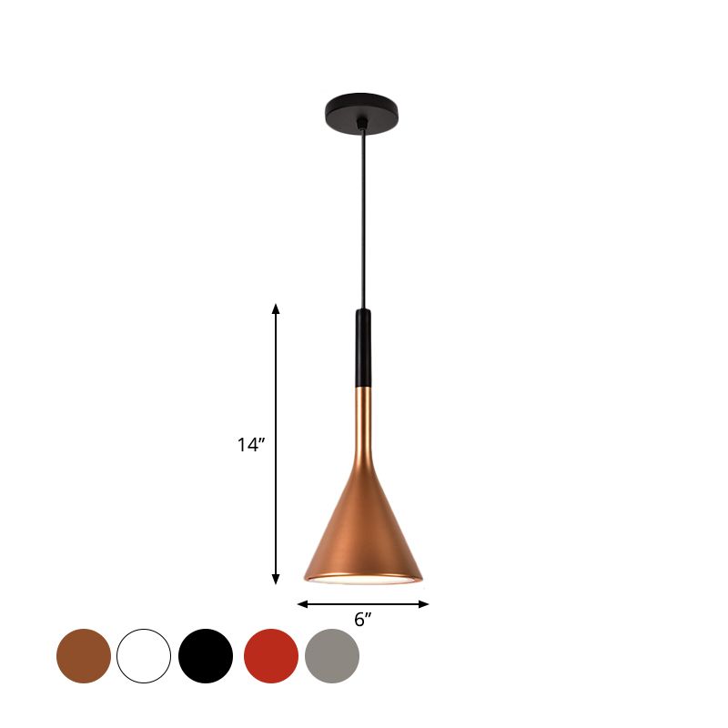 Trumpette Metallic Hanging Lamp Nordic Style 1 Bulbe Red / Blanc / Black Finish Down Lighting Pendentif