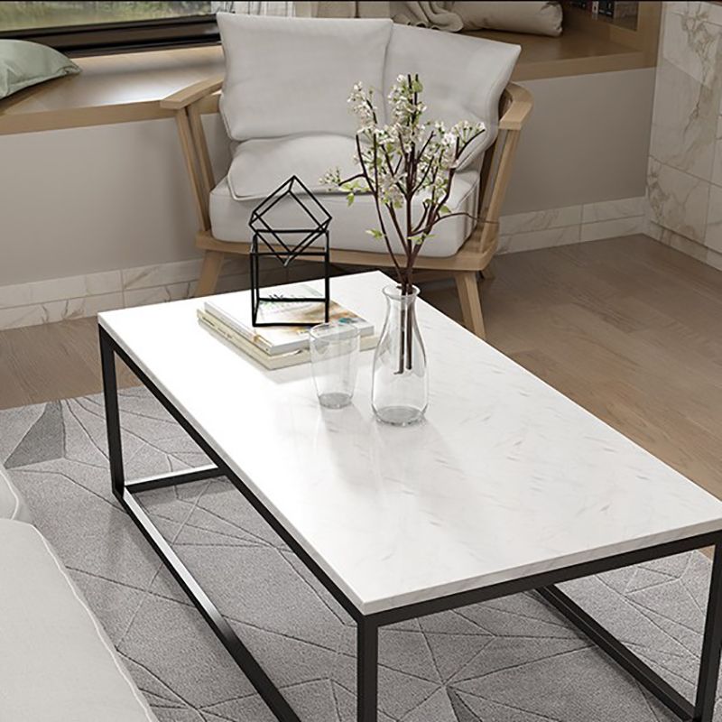 White Marble Coffee Table Glam Frame Coffee or End Table, 17.71" Wide