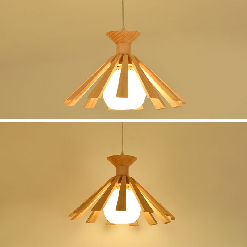 Kegelvormige eetkamer hangend plafondlicht houten Noordse stijl hanglamp lamp in hout in hout