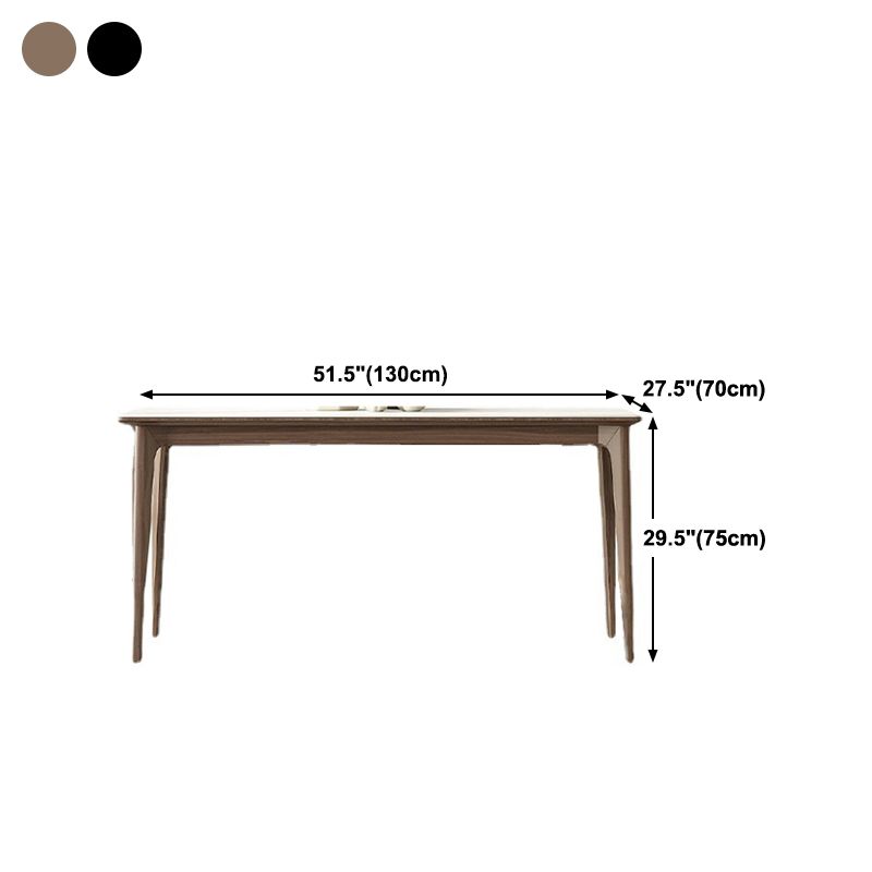 White Stone Top Table Mid-Century Modern Rectangle Table with 4 Wood Legs