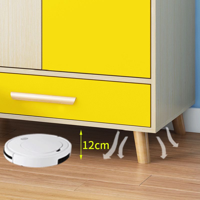 Modern Hinged Door Wardrobe for Bedroom Matte Finish Cabinet with Wood Legs