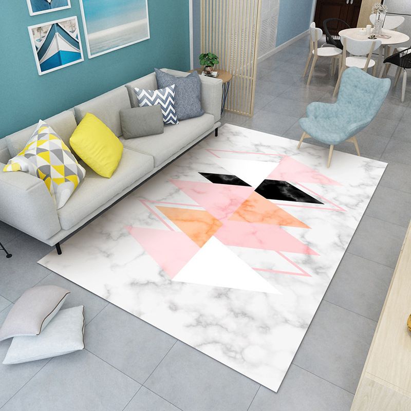 Simplicity Indoor Rug Leisure Marble Print Carpet Polyester Stain Resistant Carpet for Home Decor
