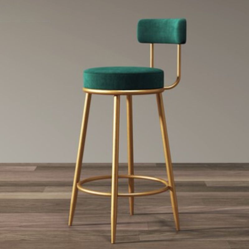 Glam Style Bar Stool Upholstered Bar Stools for Dining Room with Gold Frame