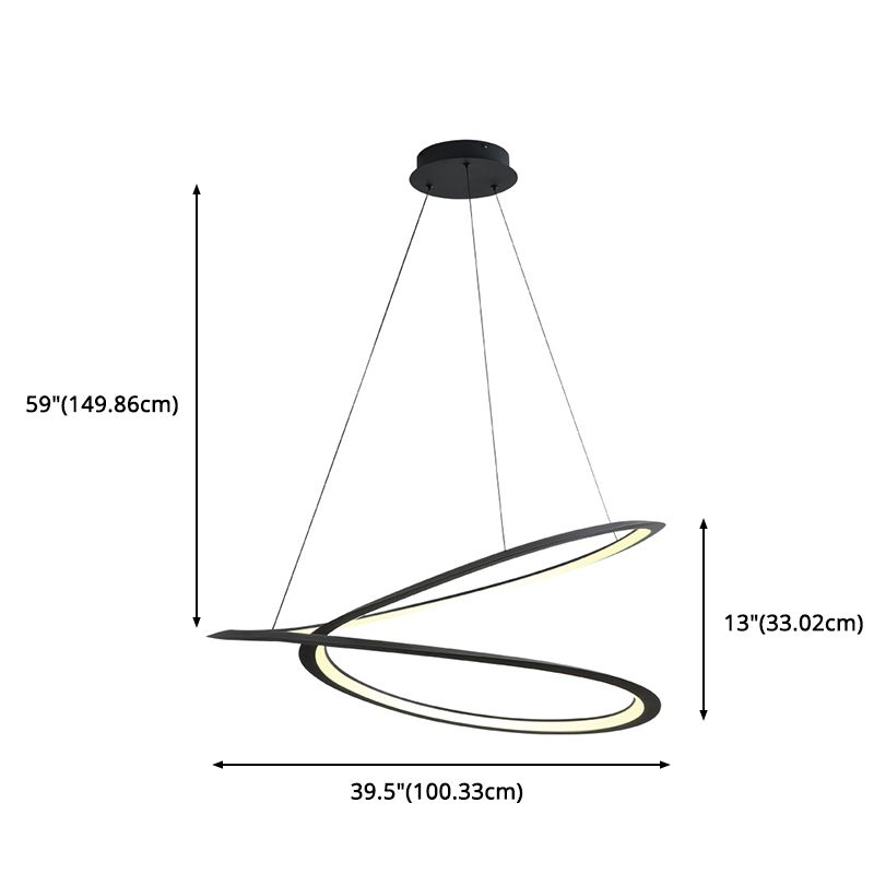 Ultra-modern Twisting Hanging Chandelier Metallic Hanging Lamp with Hanging Cord for Restaurant