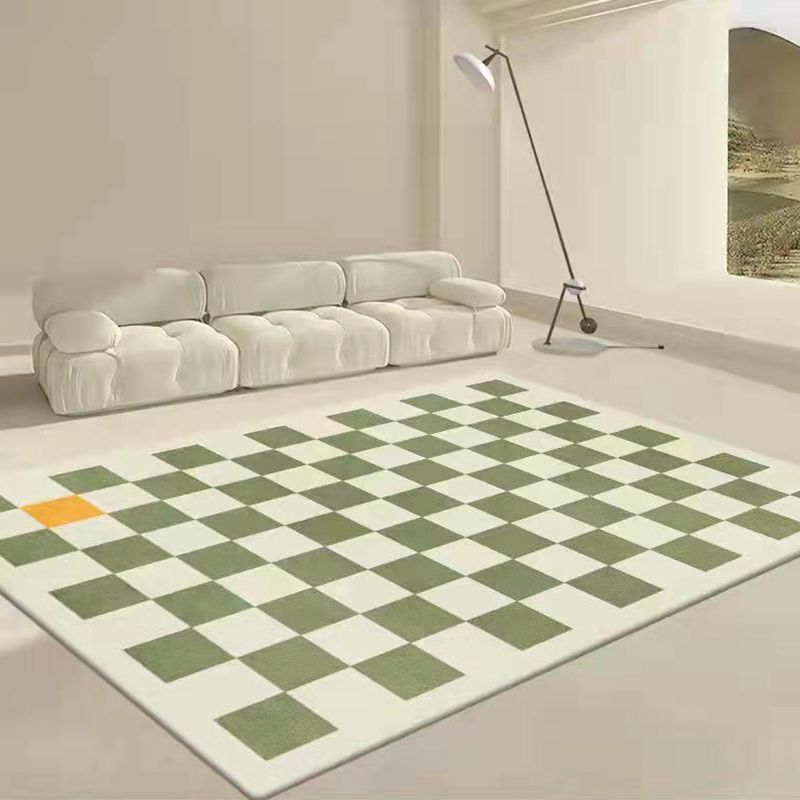 Modern Geometric Pattern Rug Black Polyester Area Carpet Non-Slip Backing Rug for Home Decor