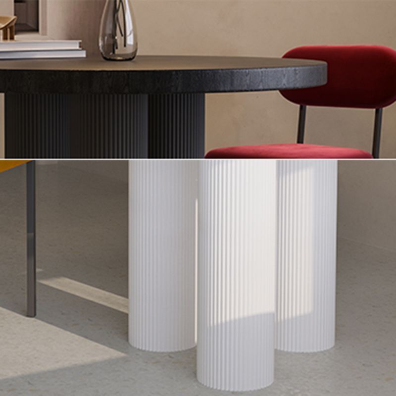 Round Shape Two-Color Dining Table Sintered Stone Table Contemporary with 3 Legs