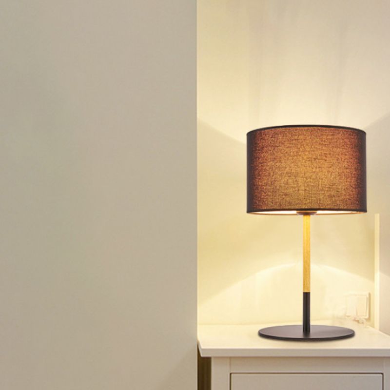 Zwart/wit 1 lichte tafel licht lichte plattelandstrommel tint nachtkastje verlichting met metalen basis