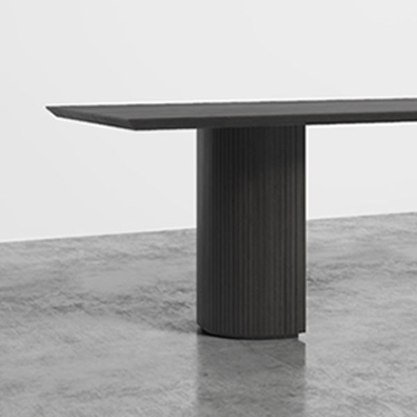 Industrial Solid Wood Dining Table Rectangle Table with Double Pedestal