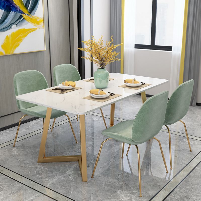 Mesa de comedor rectangular de lujo tradicional, muebles de mármol para el hogar